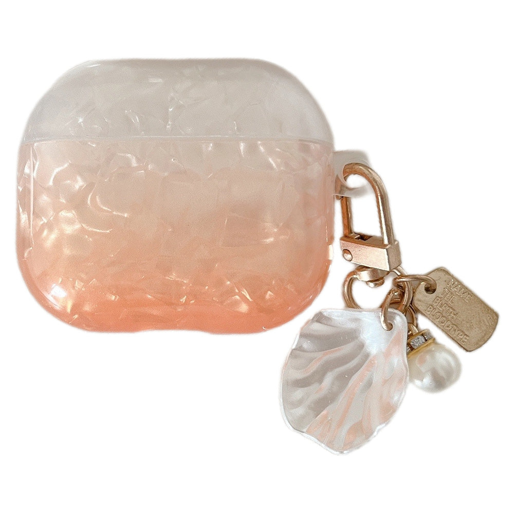 TPU Earphone Case for Apple AirPods 3 , Gradient Shell Grain Protective Carrying Cover with Shell Shape Pendant - Orange TPU Earphone Case for Apple AirPods 3 , Gradient Shell Grain Protective Carrying Cover with Shell Shape Pendant - Orange